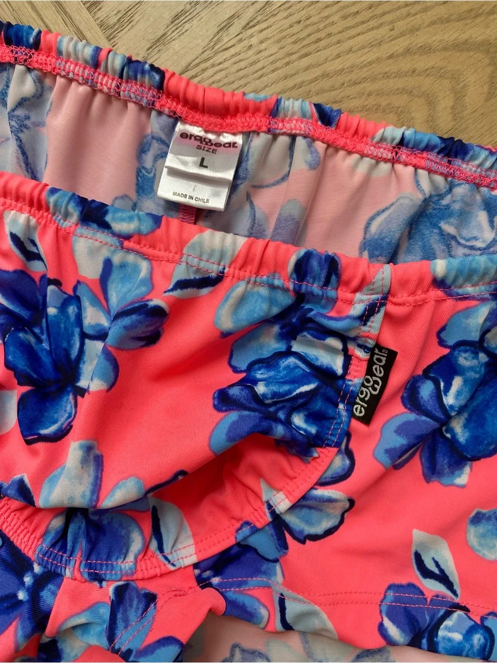 Men's Floral Ergowear Swim Shorts in Coral Pink and Blue